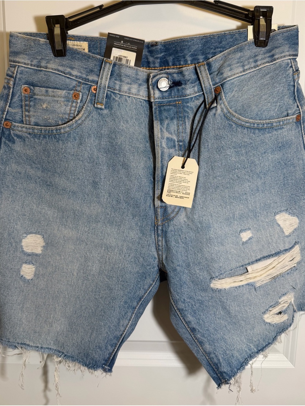 Levi's Light Blue Distressed Denim Shorts
